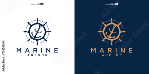 Anchor logo icon. Marine logo. Nautical emblem. Maritime symbol. Sailor sign. Vector illustration.