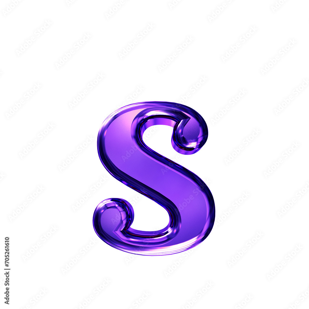 Purple symbol with bevel. letter s Purple symbol with bevel. letter s