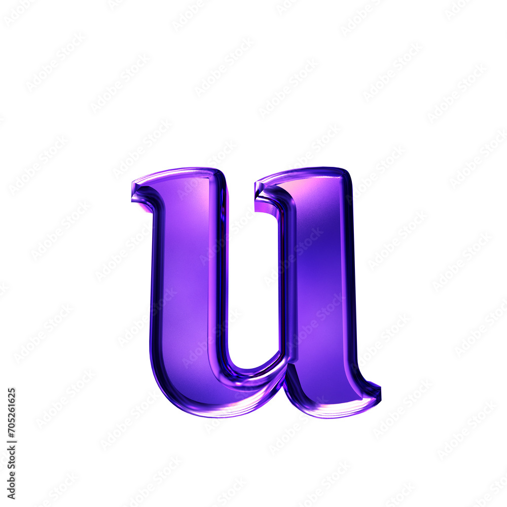 Purple symbol with bevel. letter u Purple symbol with bevel. letter u