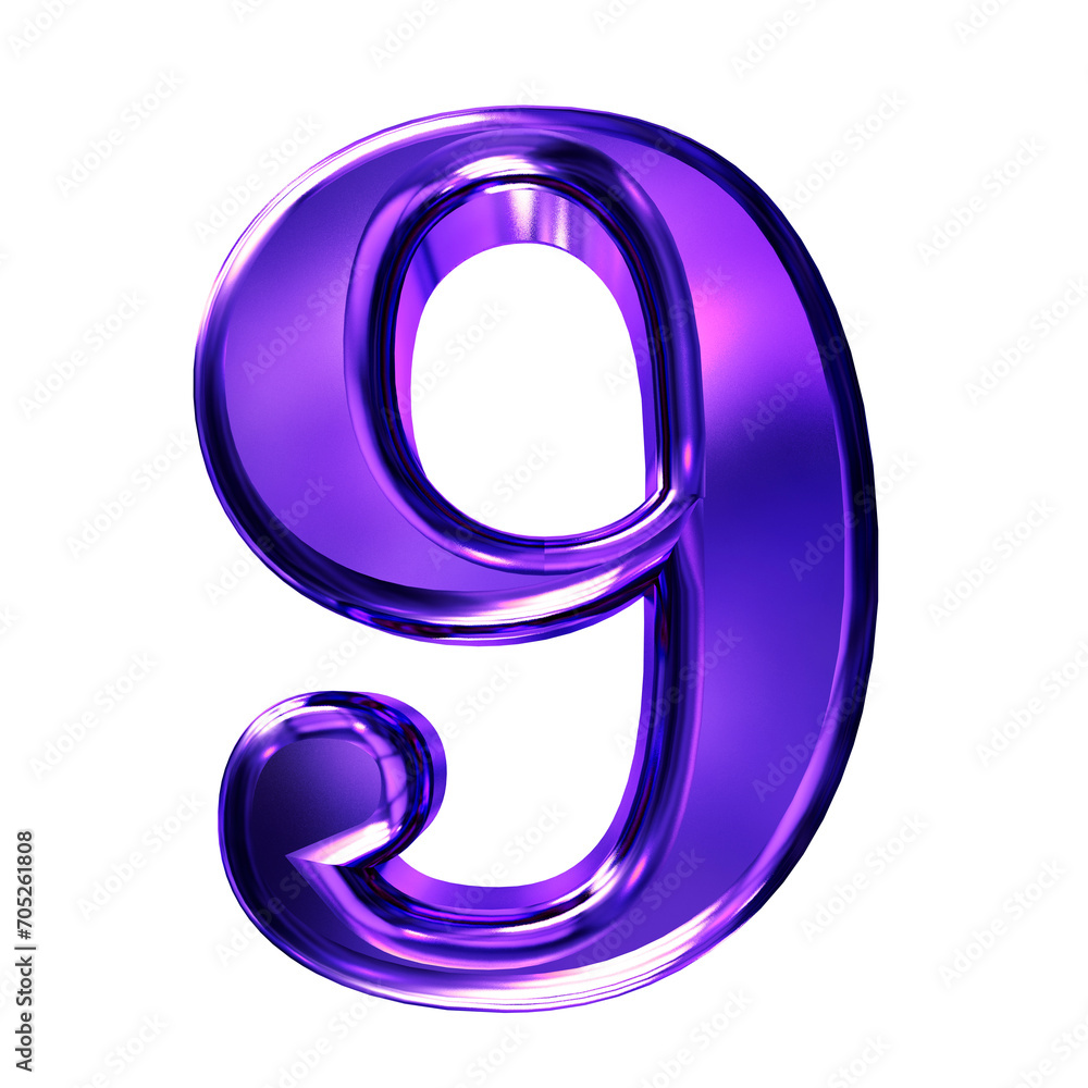 Purple symbol with bevel. number 9 Purple symbol with bevel. number 9