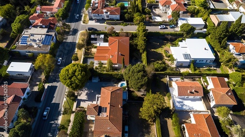 Top view of a Nicosia suburb with many houses