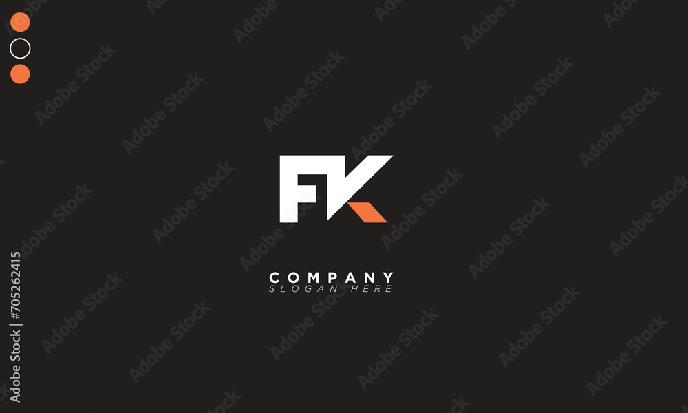 FK Alphabet letters Initials Monogram logo KF, F and K FK Alphabet letters Initials Monogram logo KF, F and K