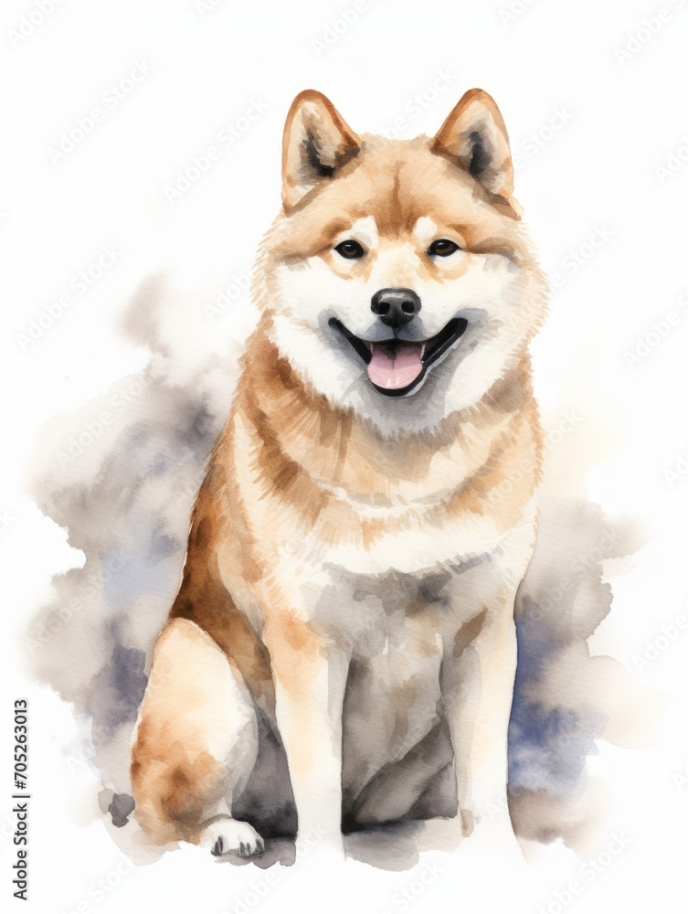 Sitting Akita Inu with Noble Expression AI Generated AI Generated