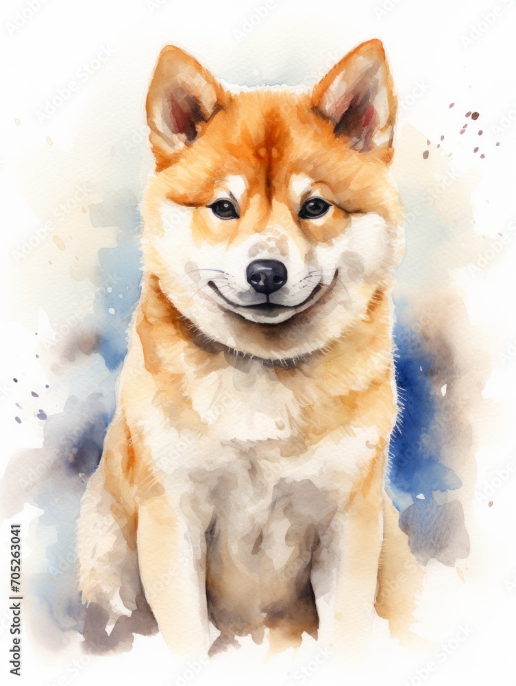 Sitting Akita Inu with Noble Expression AI Generated