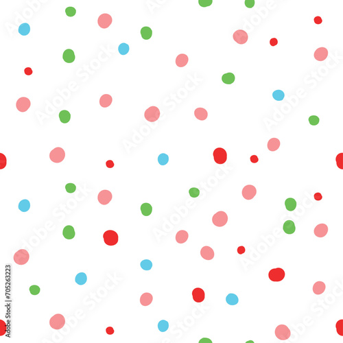 Fototapeta Naklejka Na Ścianę i Meble -  Hand Drawn cute polka dots seamless pattern vector illustration 