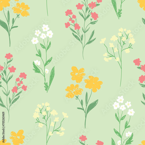 Wallpaper Mural Hand Drawn Ditsy Flowers Sketch background print for textile. The drawn small flowers beautiful illustration for the fabric. Design ornament pattern seamless. Vector Torontodigital.ca