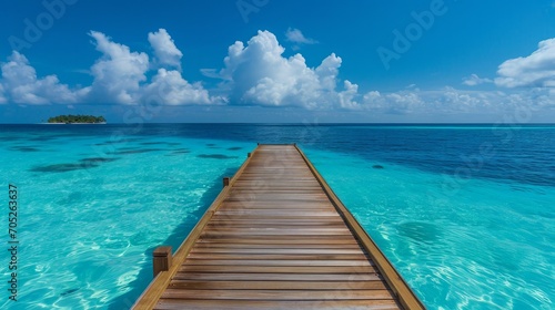 A wooden jetty in a luxury resort © Chingiz