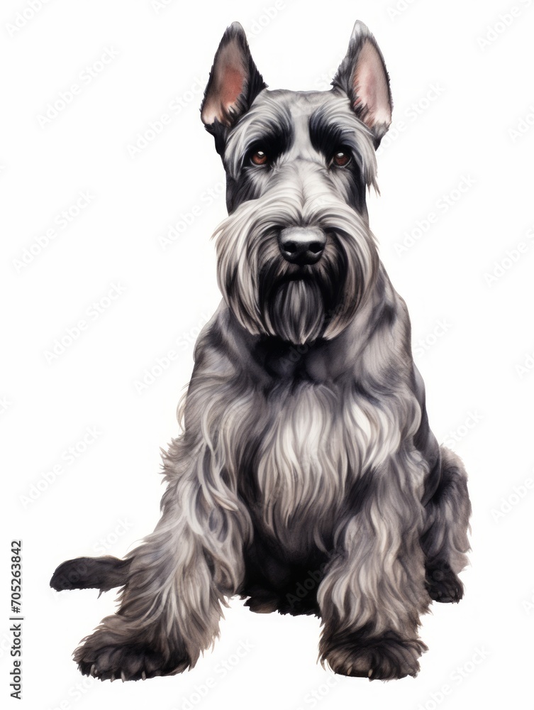 Sitting Giant Schnauzer in a Commanding Pose AI Generated