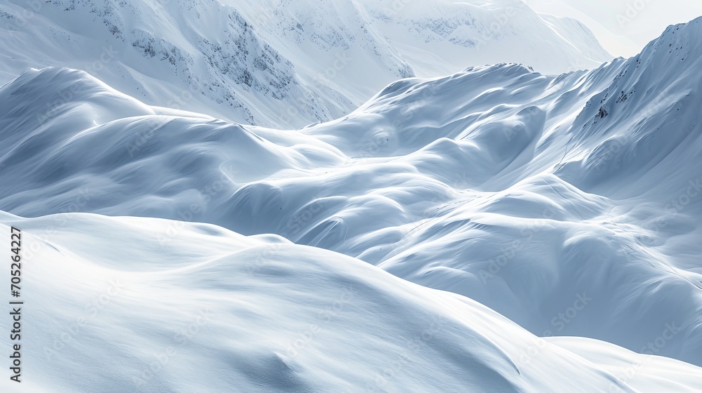 Fototapeta premium Snow trapped in between lower breaks in the mountain