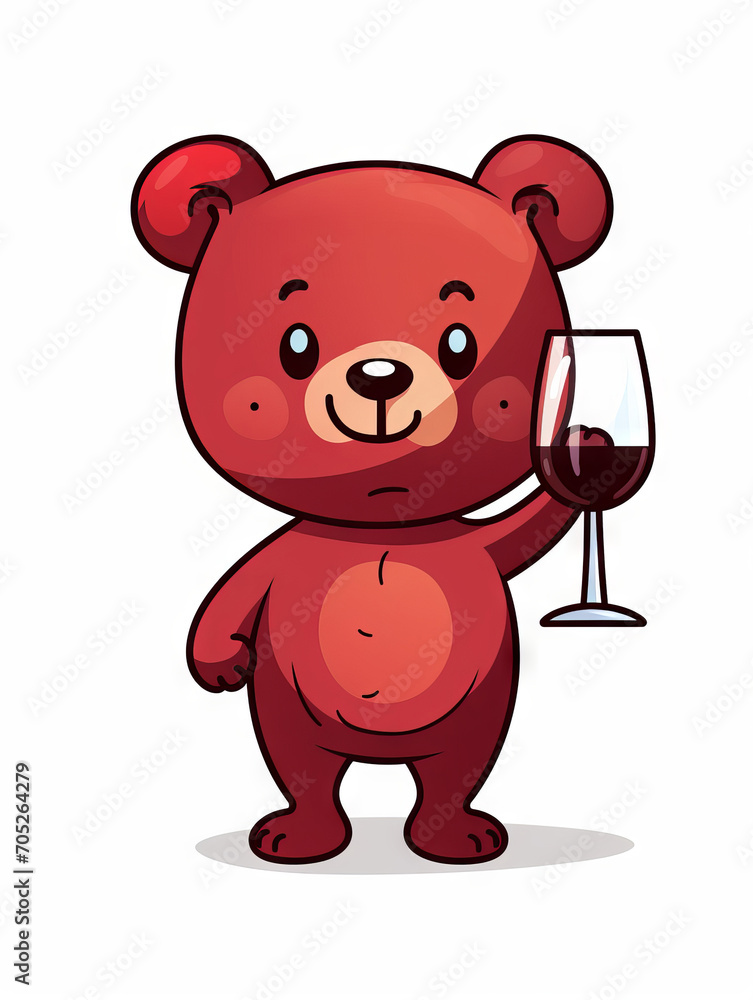 Teddy Bear toasting with wine