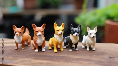 A miniature dog model that is colored.