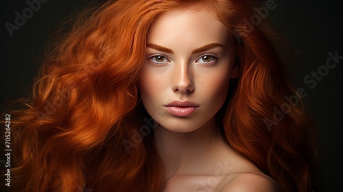A redhead woman is being made into a hairstyle by a female hairdresser at a beauty salon.