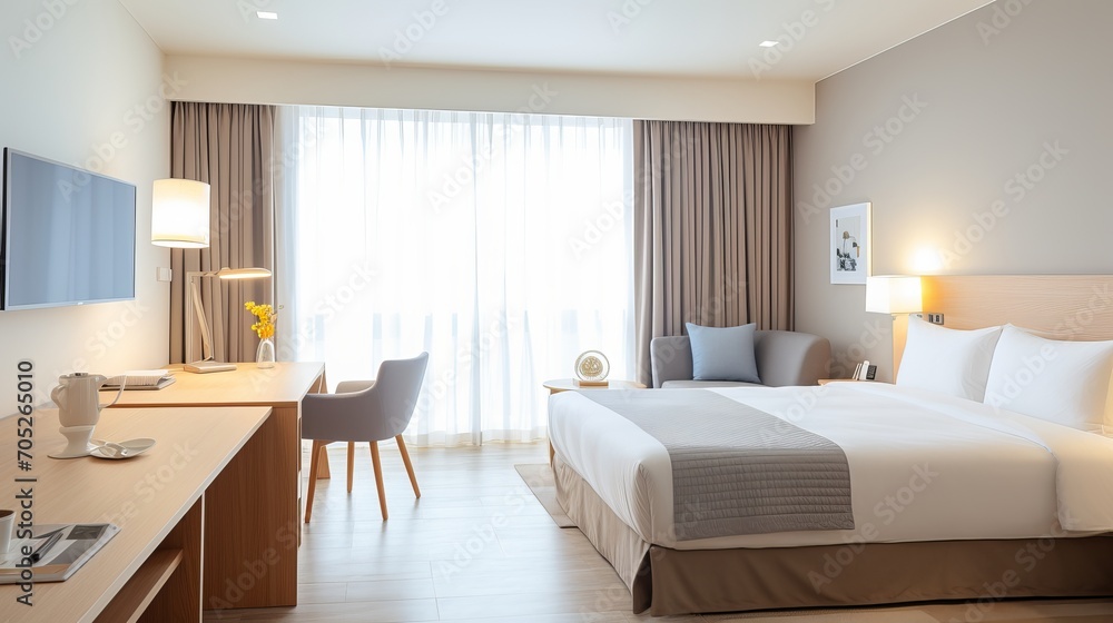Fototapeta premium Empty a straightforward room in the hotel.