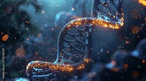 A dynamic representation of a DNA double helix, with glowing strands and floating genetic codes, symbolizing genetic health and personalized medicine