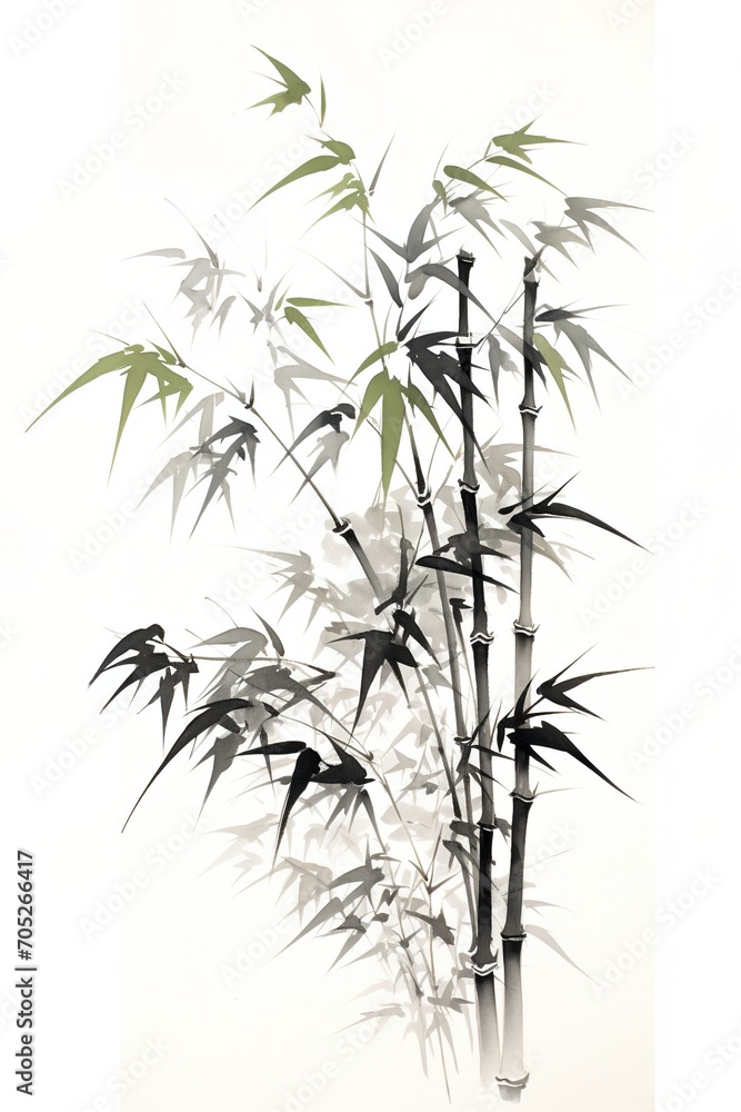 Fototapeta premium Black and white bamboo painting