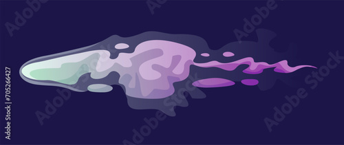 Alien weapon laser beam. Futuristic plasmic ray from space blaster or Vfx pistol. Raygun shot. Energy phasers lightning. Game design. Cartoon flat vector illustration isolated on dark background