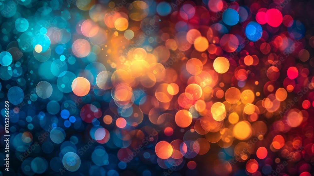 A mosaic of bright, multicolored lights against a dark background A mosaic of bright, multicolored lights against a dark background
