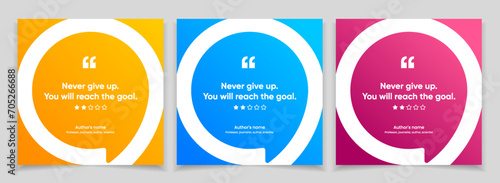 3D bubble testimonial banner, quote, infographic. Social media post template designs for quotes. Empty speech bubbles, quote bubbles and text box. Vector Illustration EPS10.