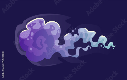 Alien weapon laser beam. Vfx gun effect. Liquid plasmic ray or poisonous smog. Shot from futuristic space blaster or Raygun. Game design. Cartoon flat vector illustration isolated on dark background