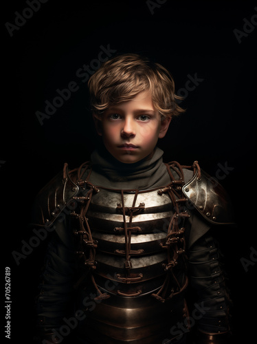 Portrait of a young medieval knight 
