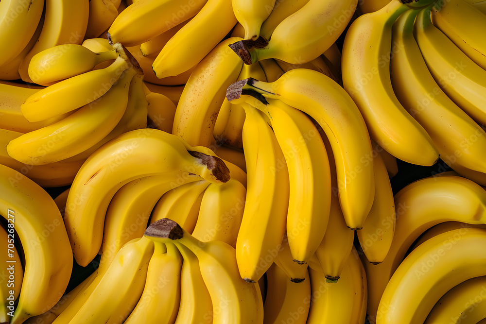 Bananas in the market, close up, selective focus