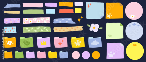 Groovy Retro Shapes & Cute Planner Doodles: Abstract vectors Stickers— Sticky Notes, funny flowers, and washi tapes, in trendy 70s and 90s style. Perfect for Goodnotes and Digital Planners