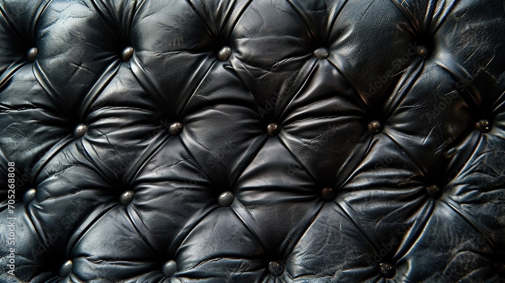 Fototapeta premium Black leather sofa background texture. Created with Generative Ai technology.