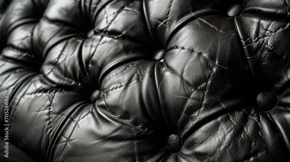 Obraz premium Black leather sofa background texture. Created with Generative Ai technology.