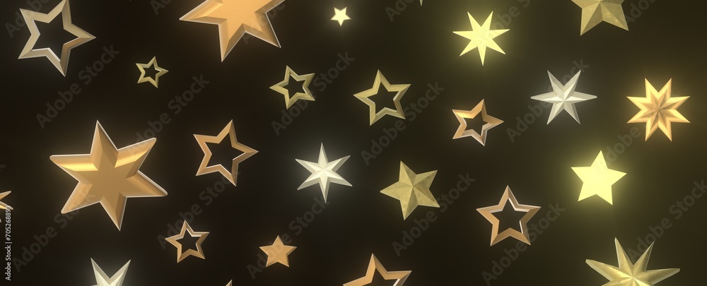 Starlit Christmas Plummet: Spectacular 3D Illustration Showcasing Descending Holiday Star Clusters