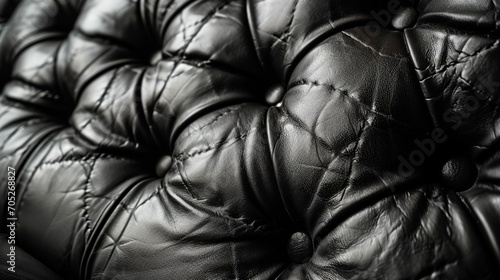 Black leather sofa background texture. Created with Generative Ai technology.