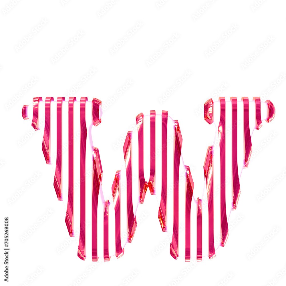 White symbol with pink vertical ultra thin straps. letter w White symbol with pink vertical ultra thin straps. letter w