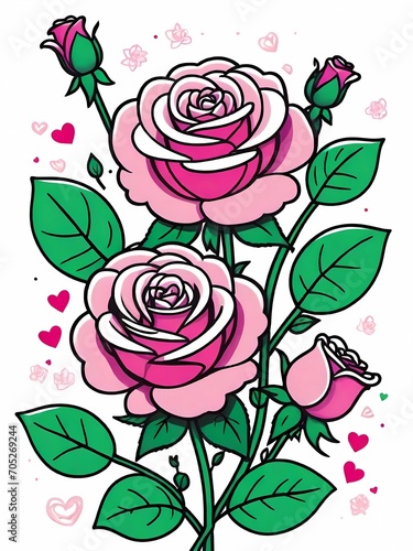 Eternal Roses Tattoo Collection  Timeless Beauty in Ink  Inked Roses Series  Vibrant  Stylized  and Embellished   Vibrant colors  bold black outlines  and embellishments 