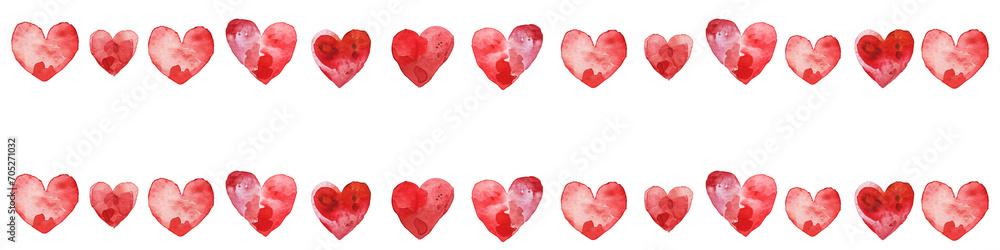 Banner with frame hearts isolated on a white background. Design png for valentine's day, romance, cards, mother's day and love with copyspace