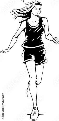 Vektorgrafik Silhouette Sportler Skizzengrafik Skizze Sketch 