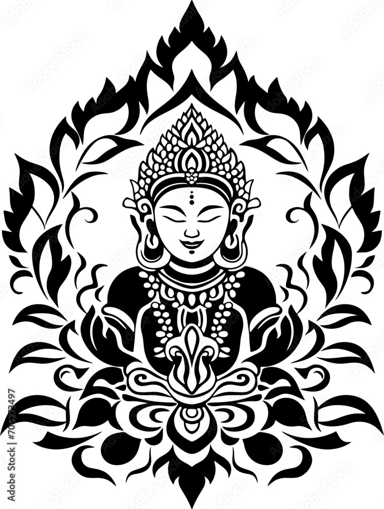 Fototapeta premium Thai buddha ornament drawing