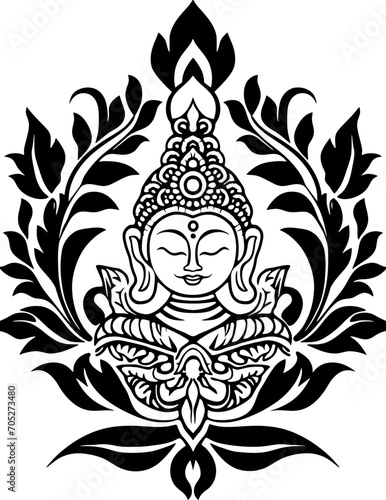 Thai buddha ornament drawing