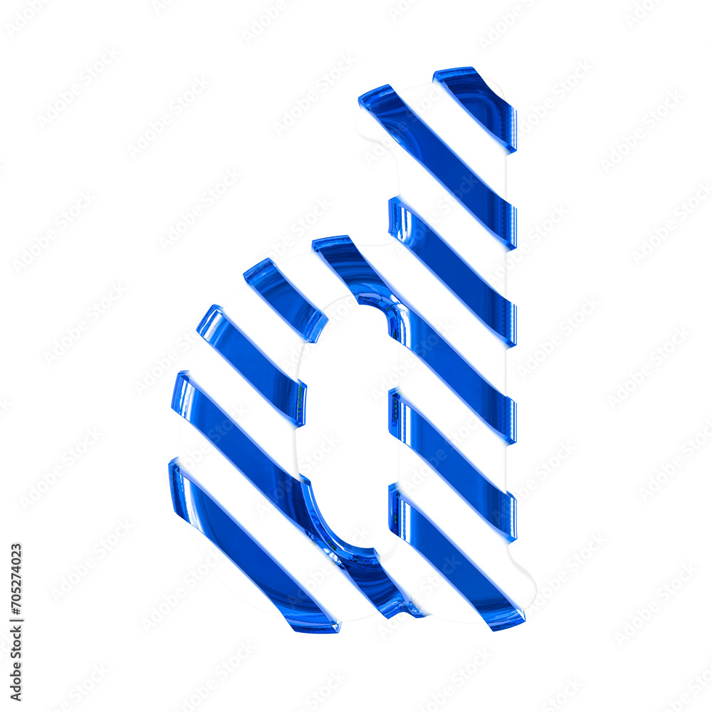 White symbol with thin blue diagonal straps. letter d White symbol with thin blue diagonal straps. letter d