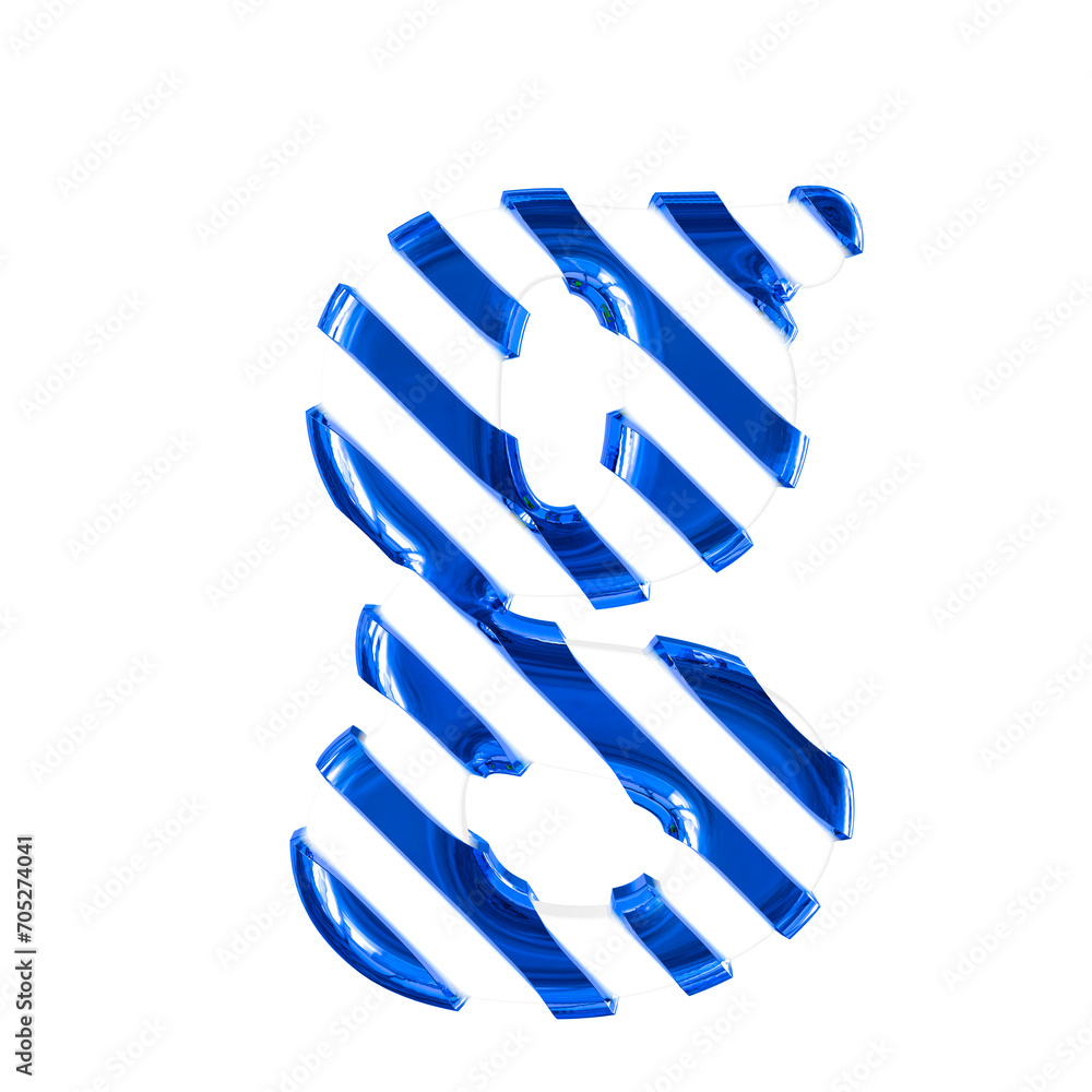 White symbol with thin blue diagonal straps. letter g White symbol with thin blue diagonal straps. letter g