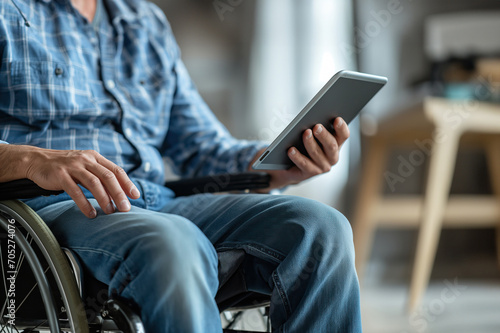 Man in Wheelchair Using Tablet, Assistive Technology for Accessibility and Independence