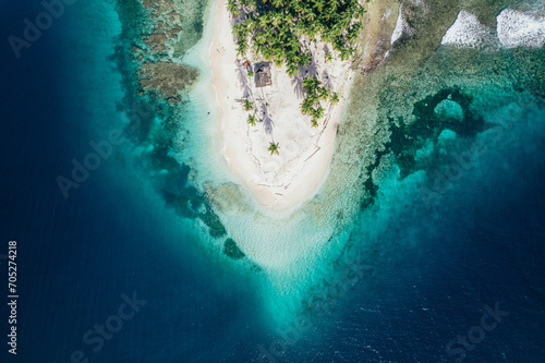 Top view of idyllic island of caribbean islands