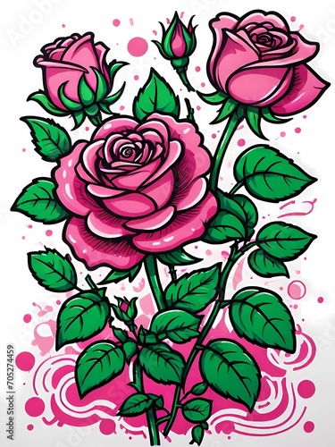 Eternal Roses Tattoo Collection  Timeless Beauty in Ink  Inked Roses Series  Vibrant  Stylized  and Embellished   Vibrant colors  bold black outlines  and embellishments 