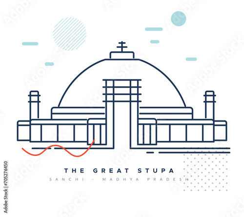 Sanchi Stupa  -  Buddhist Complex  -  Icon Illustration