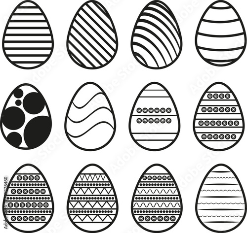 Set of black Easter eggs