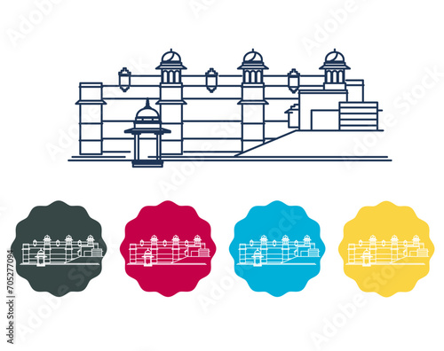 Gwalior Fort - A hill fort - Stock Illustration
