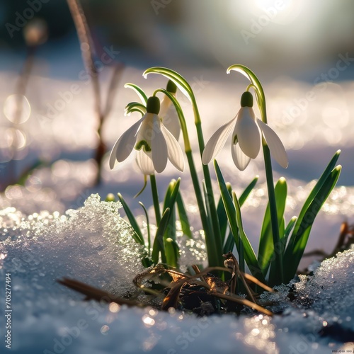 Wallpaper Mural Beautiful snowdrop growing among the snow. Symbolizes the arrival of spring. Close-up. Springtime Torontodigital.ca