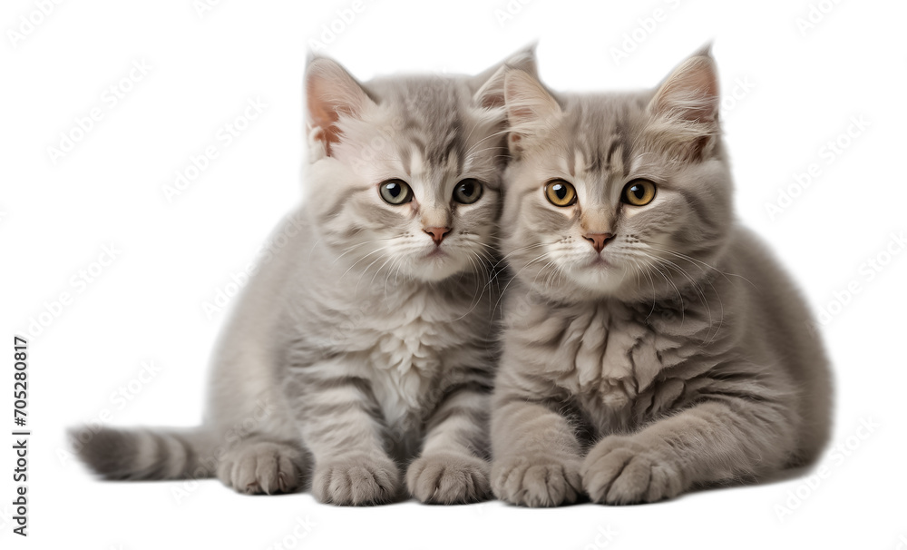 Two cute fluffy kittens isolated on white background adorable