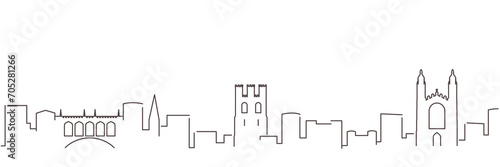 Cambridge UK Dark Line Simple Minimalist Skyline With White Background