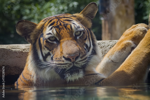 Malayan Tiger as zoo specimen.