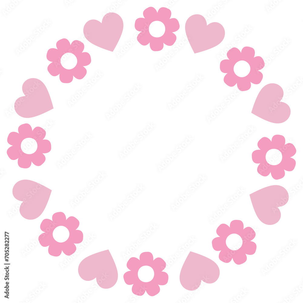 Heart and Flower Circle Frame