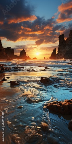 Rocky beach sunset